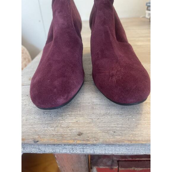 Stuart Weitzman Siggy 60 Sock Bootie Stretch Suede Heel Boot Burgundy US 5.5 NEW - Picture 6 of 10